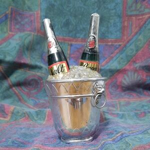 Vintage Ice Bucket & Champagne Bottles Salt & Pepper Shakers